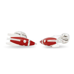 Deakin & Francis Cufflinks Sterling Silver Red Enamel Rocket, C2076S08_2.