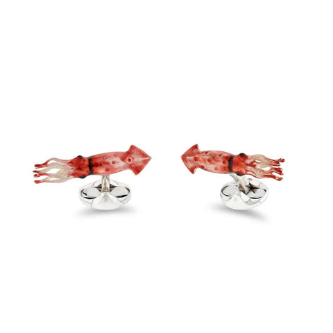 Deakin & Francis Cufflinks Sterling Silver Red Enamel Squid, C5006S95.