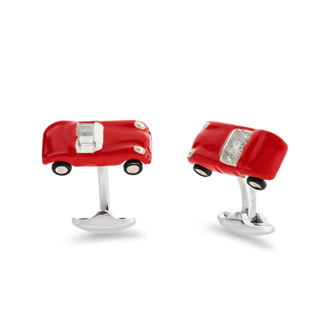 Deakin & Francis Cufflinks Sterling Silver Red Enamel Toy Sports Car, C50011S0722.