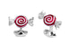 Deakin & Francis Cufflinks Sterling Silver Red And White Swirl Sweet, C1582S0823T.