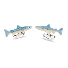 Deakin & Francis Cufflinks Sterling Silver Swimming Salmon, C050007.