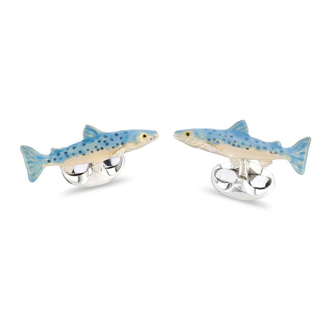 Deakin & Francis Cufflinks Sterling Silver Swimming Salmon, C050007.