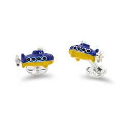 Deakin & Francis Cufflinks Sterling Silver Yellow And Blue Submarine, C50010S1158.