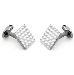 Deakin & Francis Cufflinks Sterling Silver Square Engine Turned C0791X0001