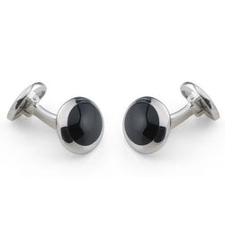 Deakin & Francis Cufflinks Sterling Silver Oval Handcut Onyx Inlay C0166X0004