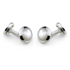 Deakin & Francis Cufflinks Sterling Silver Oval White Mother of Pearl C0166X0003