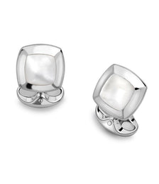 Deakin & Francis Cufflinks Sterling Silver Cushion White Mother of Pearl Inlay C0147X0003
