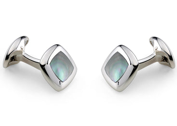 Deakin & Francis Cufflinks Sterling Silver Cushion Grey Mother of Pearl Inlay C0147X0002