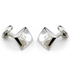 Deakin & Francis Cufflinks Sterling Silver Oblong White Mother of Pearl Inlay C0146X0003