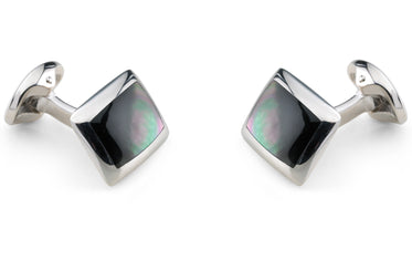 Deakin & Francis Cufflinks Sterling Silver Oblong Grey Mother of Pearl Inlay C0146X0002