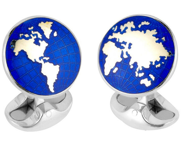 Deakin & Francis Cufflinks Sterling Silver Enamel World C1638S02