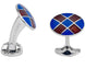 Deakin & Francis Cufflinks Sterling Silver Royal Blue Maroon Red Patterened Enamel C0213S0208