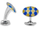 Deakin & Francis Cufflinks Sterling Silver Bright Yellow Royal Blue Enamel L0683S1002