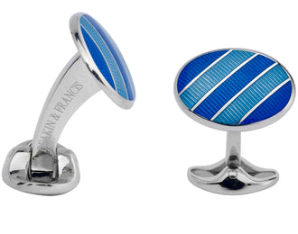 Deakin & Francis Cufflinks Sterling Silver Royal Blue Denim Blue Enamel L0764S0204