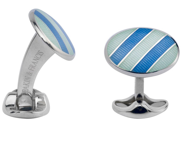 Deakin & Francis Cufflinks Sterling Silver Pale Silver Blue Sky Blue Enamel L0764S6905