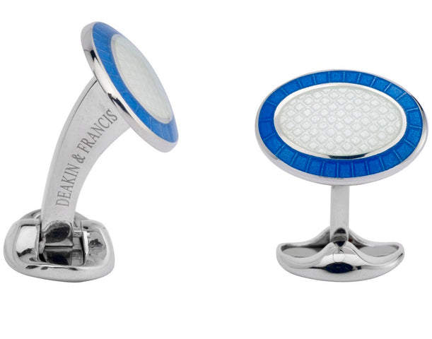 Deakin & Francis Cufflinks Sterling Silver Sky Blue & Clear Enamel L0765S0516
