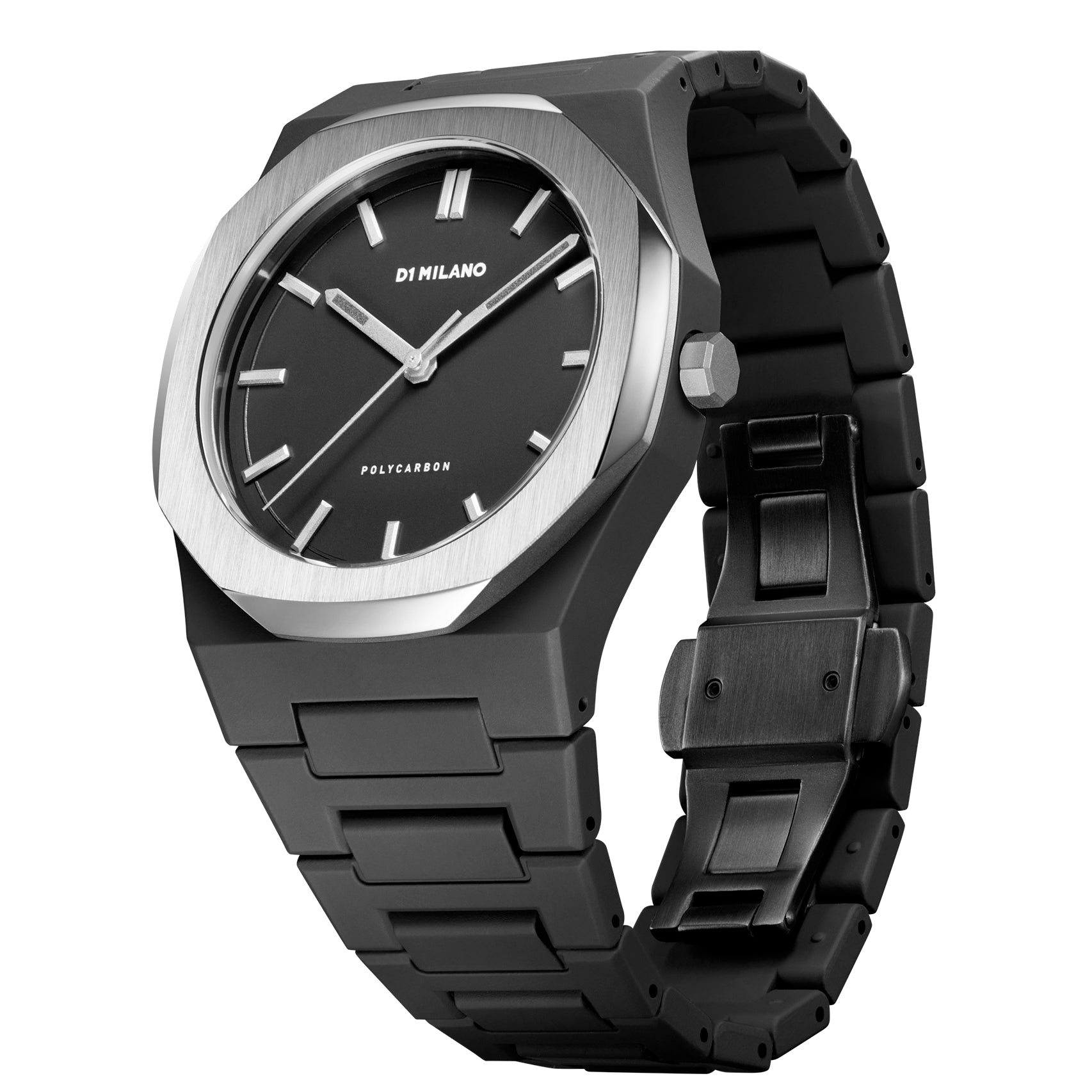 D1 Milano POLYCARBON PCBJ14 Orologio Unisex Al Quarzo - Cassa E Cinturino In Policarbonato Nero, Quadrante Nero, 5 ATM