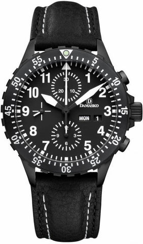 Damasko Watch DC 66 Black PVD Leather Pin DC 66 Black Leather Pin