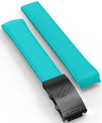 Doxa Strap SUB 300 Carbon Rubber Turquoise With Folding Clasp