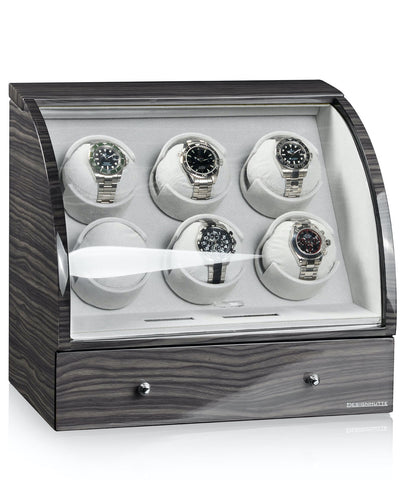Designhuette Watch Winder Basel 6 LCD Dark Oak 70005-34