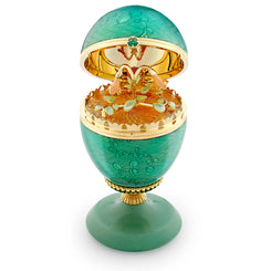 Faberge 18ct Yellow Gold Red Enamel Limited Edition Egg Objet with Wild Rose Surprise 3423