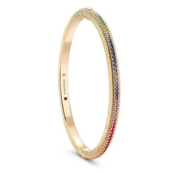 Faberge Colours of Love 18ct Rose Gold Rainbow Gemstone Hinged Fluted Bracelet