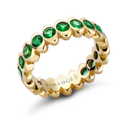 Faberge Colours of Love Cosmic Curve 18ct Yellow Gold Emerald Eternity Ring 1513RG2737