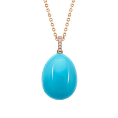 Faberge Essence 18ct Rose Gold Neon Blue Egg Pendant with Diamond Bail, 3109