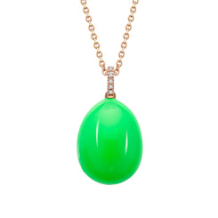 Faberge Essence 18ct Rose Gold Neon Green Egg Pendant with Diamond Bail, 3109