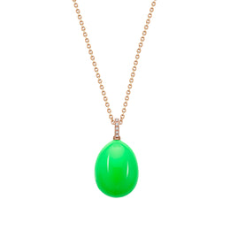 Faberge Essence 18ct Rose Gold Neon Green Egg Pendant with Diamond Bail, 3109_2