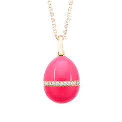 Faberge Essence 18ct Rose Gold Neon Pink Egg Pendant with Diamond Belt, 3381