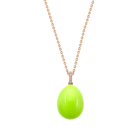 Faberge Essence 18ct Rose Gold Neon Yellow Egg Pendant with Diamond Bail, 3105_2