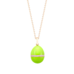 Faberge Essence 18ct Rose Gold Neon Yellow Egg Pendant with Diamond Belt, 3376_2