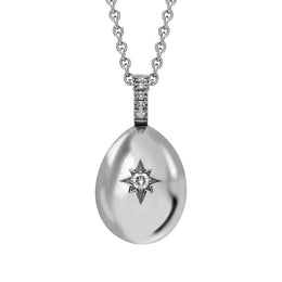 Faberge Essence 18ct White Gold 0.08ct Diamond Heart Egg Pendant Exclusive Edition, 1998CH3252