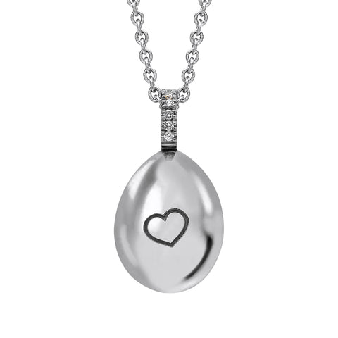 Faberge Essence 18ct White Gold 0.08ct Diamond Heart Egg Pendant Exclusive Edition, 1998CH3252_2