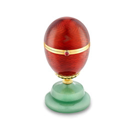 Faberge Heritage 18ct Yellow Gold Red Guilloche Enamel Limited Edition Egg Objet with Wild Strawberry Surprise 1921DA3187_2