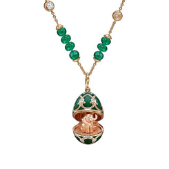 Faberge Heritage Rose Gold Emerald Diamond Transformable Necklace with Elephant Surprise 2764