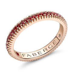 Faberge Colours of Love 18ct Rose Gold Ruby Fluted Band Ring