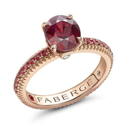 Faberge Colours of Love 18ct Rose Gold Ruby Fluted Ring 1642