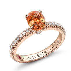 Faberge Colours of Love 18ct Rose Gold Spessartite Diamond Fluted Ring 2326