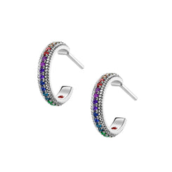 Faberge Colours of Love 18ct White Gold Multicolour Gemstone Hoop Earrings 3355
