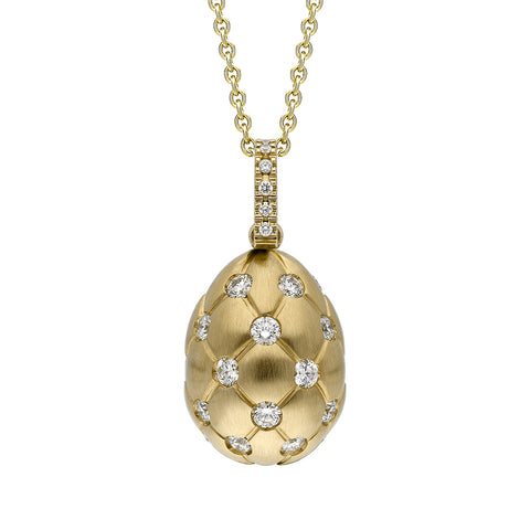 Faberge Treillage 18ct Yellow Gold Diamond Egg Pendant Exclusive Edition, 576EC3236