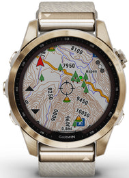 Garmin Watch Fenix 7S Sapphire Solar Cream Gold Titanium
