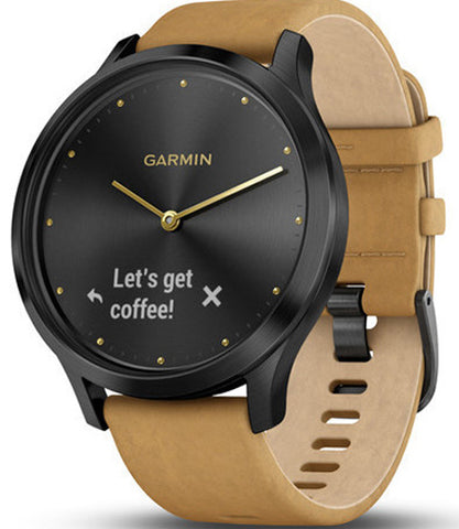 Garmin Watch Vivomove HR Onyx Black with Tan Suede Band 010-01850-00