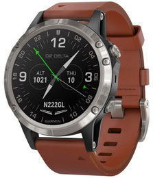 Garmin Watch D2 Delta Aviator Watch Brown Leather Band 010-01988-31
