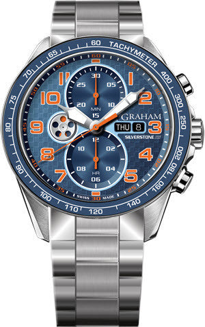 Graham Watch Silverstone RS Racing Orange Blue Bracelet 2STEA.U04A.A26F