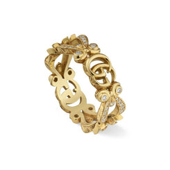 Gucci Flora 18ct Yellow Gold Diamond Pave Ring YBC629828001