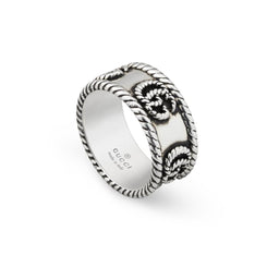 Gucci GG Marmont Aged Sterling Silver 9mm Ring YBC627729001