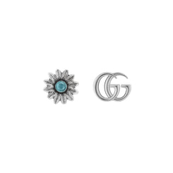 Gucci GG Marmont Sterling Silver Double G Flower Stud Earrings YBD527344001