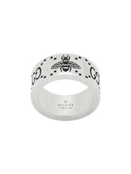 Gucci GG Sterling Silver Engraved Bee 9mm Ring YBC728304001